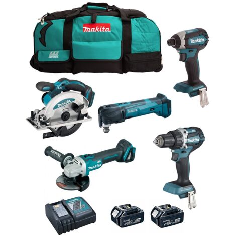 MAKITA Kit DLX5021TX1 (DDF484 + DGA504 + DSS610 + DTD153 + DTM51 + 2 x 5,0 Ah + DC18RC + LTX600)