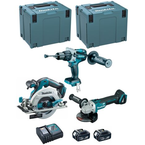 Makita kit dlx3095ptj (dhp481 + dga506 + dhs680 + 2 x 5,0 ah + dc18rc + 2 x makpac 4) 0088381864978