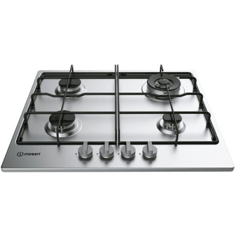 Indesit thp 642 ix piano cottura a gas, inox, 4 fuochi, comandi frontali