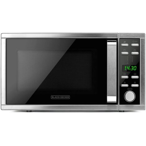 Black & decker bxmz901e forno microonde 900w inox spazzolato, 9 programmi, con grill, 25 litri
