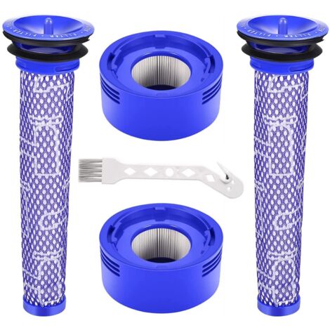 Pack de filtres de rechange pour aspirateur Dyson V7 V8 – 2 post-filtres HEPA lavables – 2 pré-filtres – Filtration allergènes – Merkmak