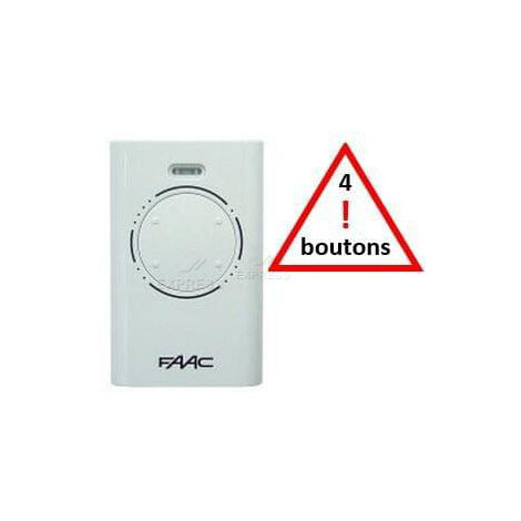 Faac – Télécommande 4 boutons pour motorisations – Fréquence 868,35 MHz – Piles CR2032 fournies – Programmation auto-apprentissage