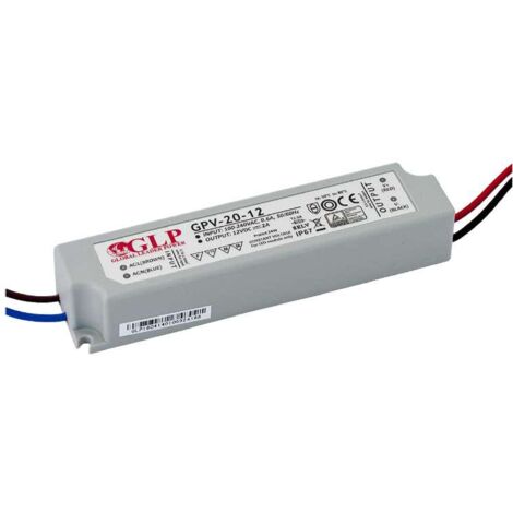 Alimentation LED DC12V 20W 2A Étanche IP67 GLP