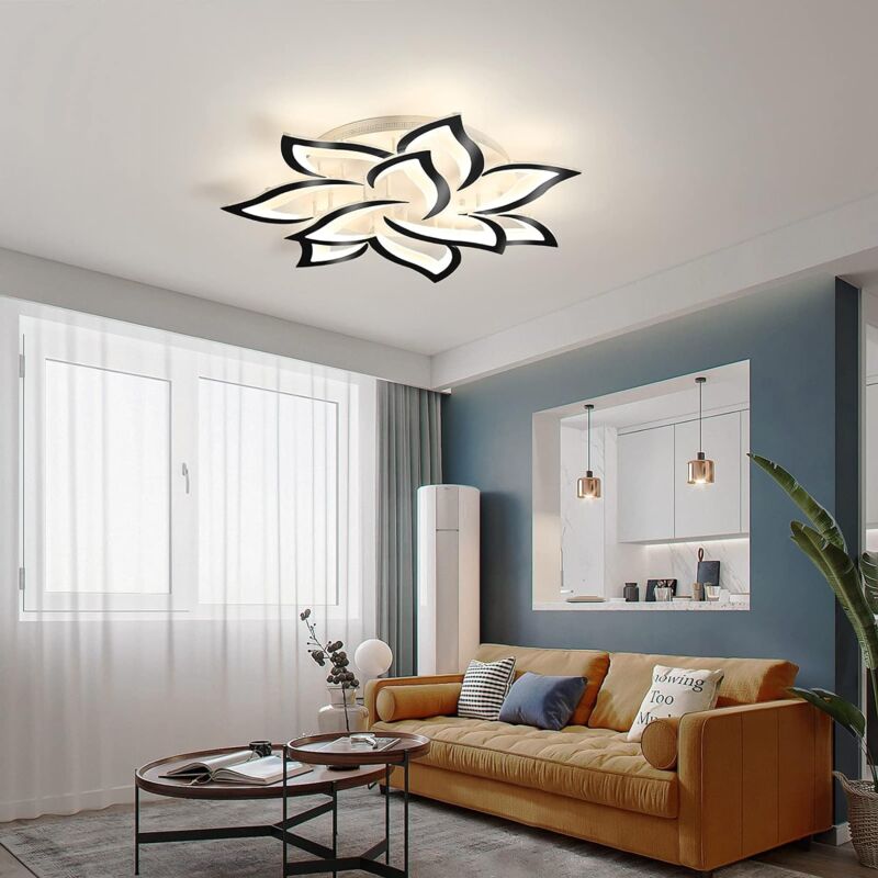 Goeco Modern Ceiling Light, 14-Petals LED Dimmable White Acrylic Flower Design Flush Mount Ceiling Light, 3000K-6500K With APP/Remote Control For Living Room, Dining Room, Kitchen
