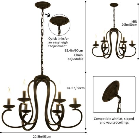 Ganeed 6 Lights Chandeliers French Country Vintage Metal Chandelier