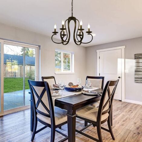 Ganeed 6 Lights Chandeliers,French Country Vintage Metal Chandelier Lighting,Candle-Style Pendant Light with Black Finish for Farmhouse,Dining Room,Kitchen Island ,Foyer