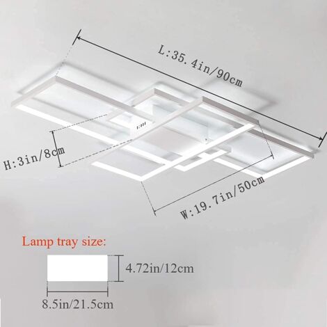 Ceiling Light Dimmable LED Chandelier with Remote Control,Modern 50W 3-Layer Square Ceiling Lamp Acrylic Flush Mount Ceiling Lights Fixtures for Bedroom Dining Living Room Kitchen Office
