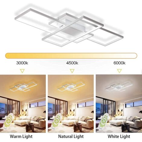 Ceiling Light Dimmable LED Chandelier with Remote Control,Modern 50W 3-Layer Square Ceiling Lamp Acrylic Flush Mount Ceiling Lights Fixtures for Bedroom Dining Living Room Kitchen Office
