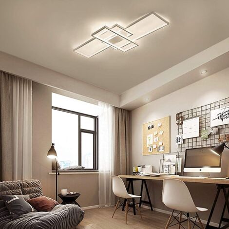 Ceiling Light Dimmable LED Chandelier with Remote Control,Modern 50W 3-Layer Square Ceiling Lamp Acrylic Flush Mount Ceiling Lights Fixtures for Bedroom Dining Living Room Kitchen Office