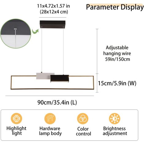 Modern Pendant Light Chandelier Ceiling Light Dimmable LED Chandelier with Remote Creative Minimalist Pendant Light Chandelier for Living Room, Kitchen,Dining Room 90cm