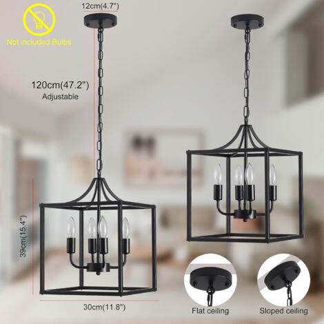 Industrial Metal Chandelier Elegant Black Ceiling Light Fixture for Living Room Lantern Style Hanging Pendant Light Fitting