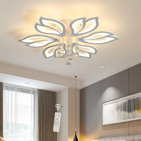 Modern Flower LED Ceiling Light Dimmable Flush Mount Chandelier with Remote Control 6-Head Chandelier Ceiling Light Ideal for Bedroom Kitchen Living Room (Diameter 70cm)