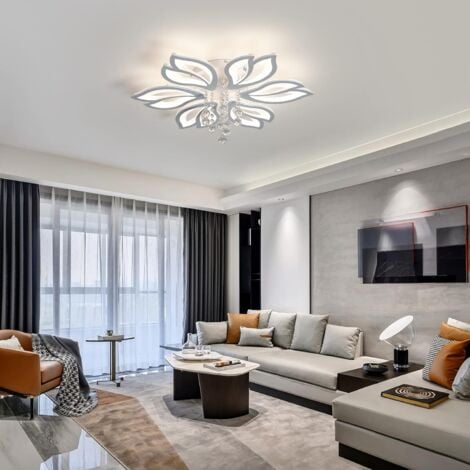 Modern Flower LED Ceiling Light Dimmable Flush Mount Chandelier with Remote Control 6-Head Chandelier Ceiling Light Ideal for Bedroom Kitchen Living Room (Diameter 70cm)