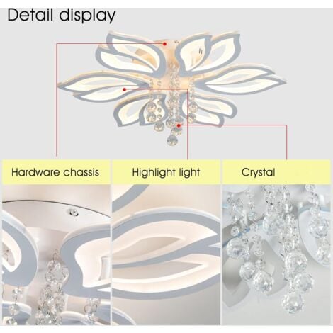 Modern Flower LED Ceiling Light Dimmable Flush Mount Chandelier with Remote Control 6-Head Chandelier Ceiling Light Ideal for Bedroom Kitchen Living Room (Diameter 70cm)