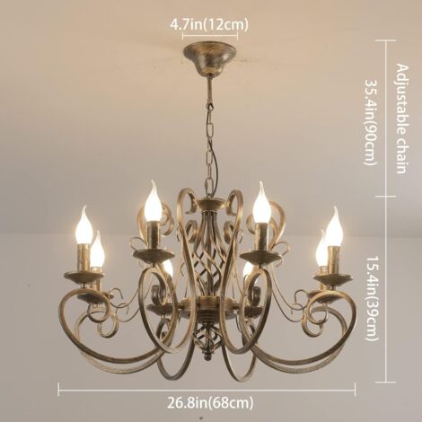 Ganeed Chandeliers French Country Pendant Chandelier Rustic Vintage Metal Pendant Light Fixture Adjustable Hanging Lighting 8 Lights Bronze