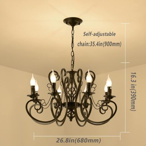 Ganeed French Country Chandeliers 8 Lights Kitchen Island Candle Iron Chandelier Industrial Vintage Pendant Light Fixture for Farmhouse Dining Room Bedroom Foyer