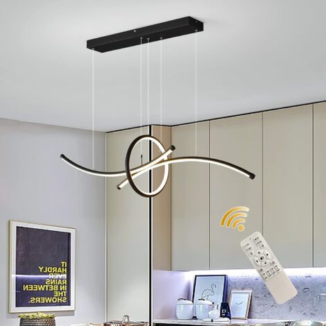 Modern Chandelier Kitchen Ceiling Light Dimmable LED Pendant Light with Remote Conrtol Adjustable Height Pendant Light Ideal for Dining Room, Kitchen, Living Room 60W