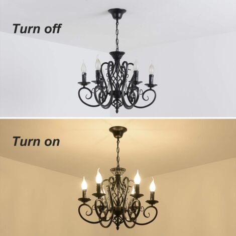 Ganeed Rustic French Country Chandelier 6 Lights Farmhouse Candle Iron Chandeliers Vintage Metal Pendant Light Fixture for Kitchen Island Dining Room Bedroom