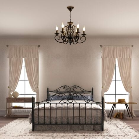 Ganeed Rustic French Country Chandelier 6 Lights Farmhouse Candle Iron Chandeliers Vintage Metal Pendant Light Fixture for Kitchen Island Dining Room Bedroom