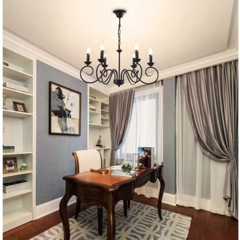 Chandelier Traditional Style Country,Vintage Height Adjustable Candle Iron Hanging Chandelier,6 E14 Lights Farmhouse Classic Pendant Light Fixture for Kitchen,Dining Room,Living Room
Visit the JIINOO 