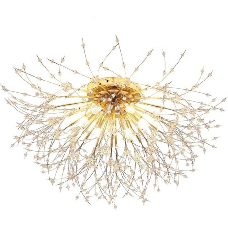 Modern Firework Chandeliers, 6-Lights Dandelion Ceiling Lamp Semi Flush Mount Crystal Fixtures Ceiling Lighting LED Pendant Light Fixtures for Living Room Dining Room Bedroom Without Bulb (1/5)