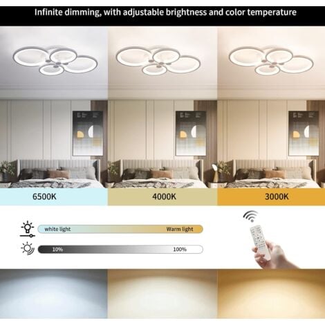 Ganeed Modern Ceiling Light,Metal Acrylic LED Flush Mount Dimmable Ceiling Light Fixtures,36W LED Chandelier Light Fixture for Living Room Kitchen Bedroom Dinner Room