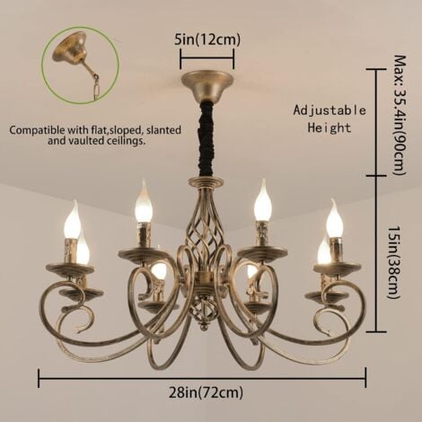 Ganeed Rustic Chandeliers,8 Lights Candle French Country Chandelier,Vintage Iron Pendant Light Fixture Hanging Light for Farmhouse,Kitchen Island,Dining Room,Bedroom