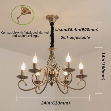 Ganeed Rustic 6-Light Chandeliers,French Country Vintage Chandelier,Metal in Antique Bronze Pendant Chandelier,Pendant Light Fixture for Island Kitchen Farmhouse Dining Room Living Room