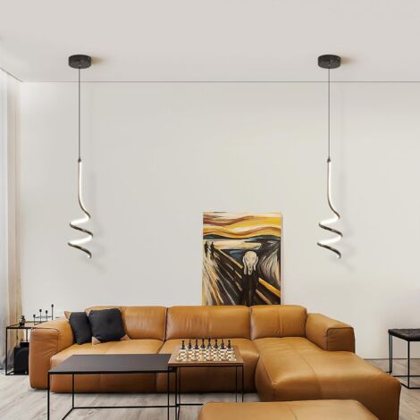 Modern Spiral Pendant Light Hanging Lamp Height Adjustable Pendant Light Chandeliers Ceiling Lights for Bedroom Dining Room Living Room Kitchen 45cm/17.7in 2PCS