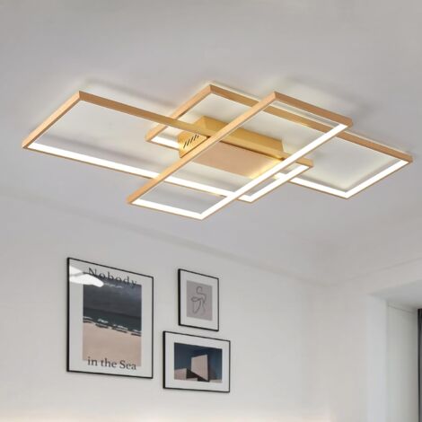 Dimmable Ceiling Light 50W,3 Square Gold LED Ceiling Light with Remote Control 3 Colors,Modern LED Chandelier Flush Mount Ceiling Lamp Fixtures for Living Dining Room Bedroom Kitchen Office (1/5)