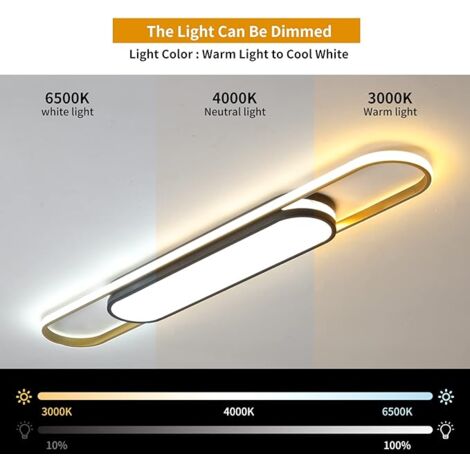 Ceiling Light Modern LED Ceiling Lamp Dimmable Acrylic Ceiling Lighting Fixture with Remote Control for Kitchen Dining Room Cloakroom Hallway(48W/43.3in L)