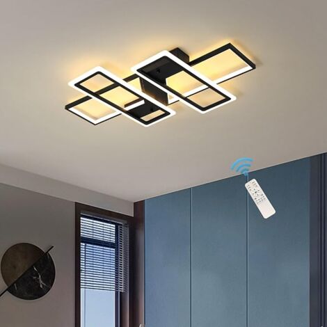 Modern LED Ceiling Light, 4 Black Squares Flush Mount Ceiling Lamps, 80W Acrylic Ceiling Light Fixture for Living Room Kitchen Bedroom Office Dining Room, Dimmable/Memory Function/3000-6500K (1/5)