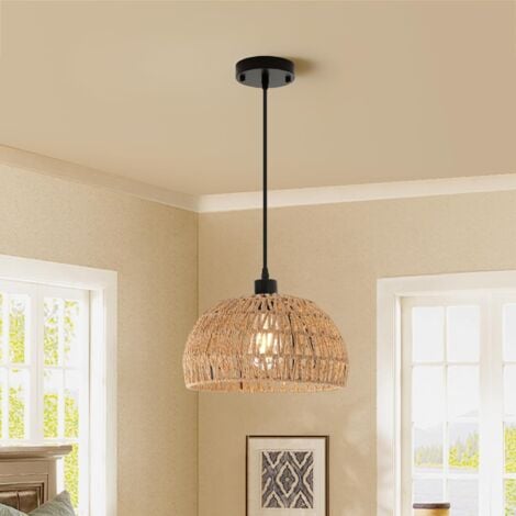 9-Light Sputnik Pendant Light Black, Farmhouse Wood