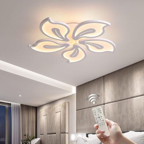 55W Flush Mount Ceiling Light, Modern Dimmable LED Chandelier, Acrylic White Ceiling Lighting Fixture with Remote Control for Living Room, Bedroom, Dining Room