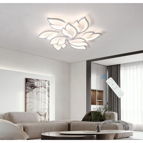 Modern LED Ceiling Light, Dimmable Flower Shape Flush Mount Ceiling Lamp Fixture, 75W Acrylic Petals Ceiling Chandelier Lighting for Living Room Bedroom (9-Head,3000-6000K,White) (1/5)