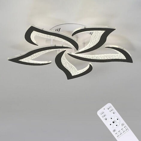Modern Ceiling Light,Black LED Dimmable Ceiling Lights Chanceliers,5 Petals Flush Mount Ceiling Lamp Light Fixtures for Living Room Bedroom Dining Room Hallway Office Kitchen(48W)