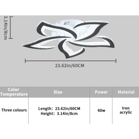 Modern Ceiling Light,Black LED Dimmable Ceiling Lights Chanceliers,5 Petals Flush Mount Ceiling Lamp Light Fixtures for Living Room Bedroom Dining Room Hallway Office Kitchen(48W)