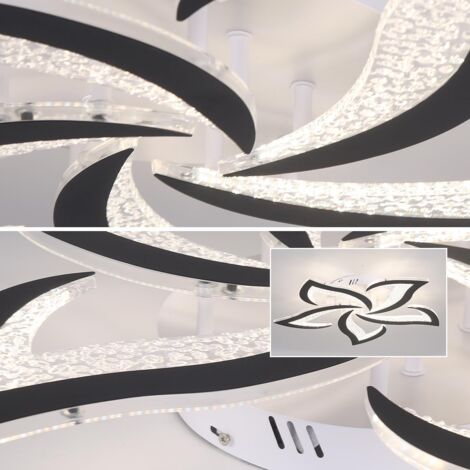Modern Ceiling Light,Black LED Dimmable Ceiling Lights Chanceliers,5 Petals Flush Mount Ceiling Lamp Light Fixtures for Living Room Bedroom Dining Room Hallway Office Kitchen(48W)
