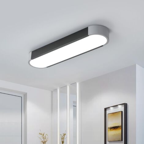 Ganeed Modern Linear Ceiling Light Acrylic LED Ceiling Lamp 19.7in Semi Flush Mount Wraparound Shape Lighting Fixture for Hallway Kitchen Dining Room Closet(39W/6500K/Black&Gray)