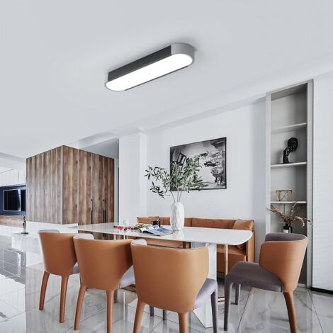 Ganeed Modern Linear Ceiling Light Acrylic LED Ceiling Lamp 19.7in Semi Flush Mount Wraparound Shape Lighting Fixture for Hallway Kitchen Dining Room Closet(39W/6500K/Black&Gray)