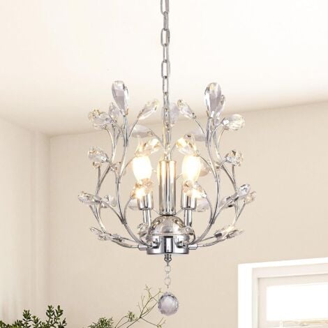 Ganeed Chandeliers Ceiling Light K9 Crystal Modern Pendant Light Fitting for Bedroom Dining Room Hallway Kitchen Lounge Landing Silver 3 Lights