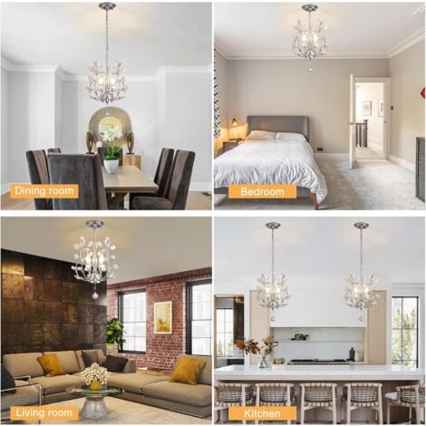 Ganeed Chandeliers Ceiling Light K9 Crystal Modern Pendant Light Fitting for Bedroom Dining Room Hallway Kitchen Lounge Landing Silver 3 Lights
