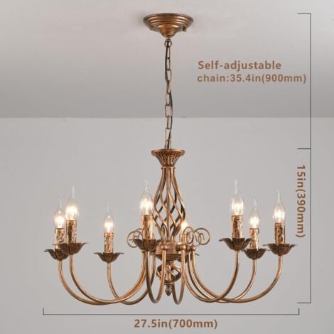 Ganeed 8 Lights French Country Chandelier, Bronze Chandelier, Metal Pendant Chandelier, Pendant Lamp for Island Kitchen Farmhouse, Dining Room, Foyer