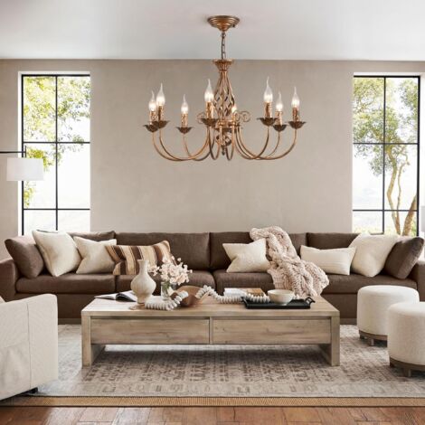 Ganeed 8 Lights French Country Chandelier, Bronze Chandelier, Metal Pendant Chandelier, Pendant Lamp for Island Kitchen Farmhouse, Dining Room, Foyer