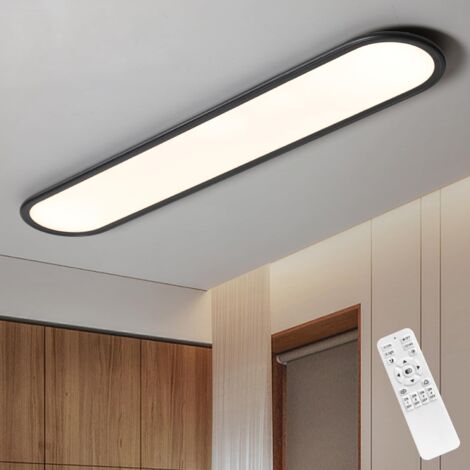 Ganeed LED Flat Panel Long Ceiling Light Fixture for Shop Lighting, 47.24" High Brightness Linear LED Ceiling Lamp, 51W Dimmable Low Profile Flush Mount Ceiling Light for Laundry Kitchen Office, Black (1/5)