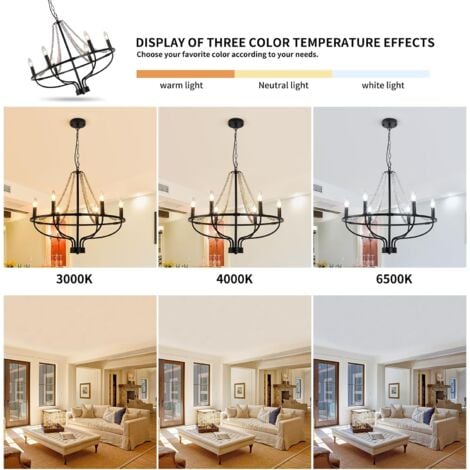 Ganeed Black Wagon Wheel Chandelier, 6-Light Vintage Chandeliers with Wood Beaded, Round Farmhouse Adjustable Height Hanging Pendant Light Fixtures for Dining Room Kitchen Island Living Room