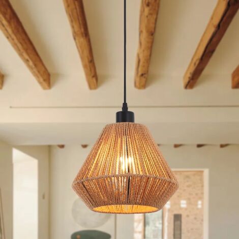 Ganeed Woven Pendant Lights Modern Boho Hanging Lamp with 9.8" Handwoven Rattan Basket Shade Adjustable Rustic Pendant Light Fixtures for Kitchen Island Farmhouse Dining Room Bedroom