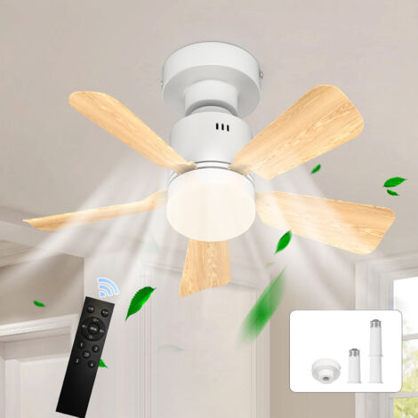 Ganeed Screw in Ceiling Fan Light, Dimmable LED Ceiling Lamp Fan for Bedroom E27 Socket with Remote Control, Adjustable 4 Speed 3 Color Temperature, 45 cm Wood Grain (1/5)