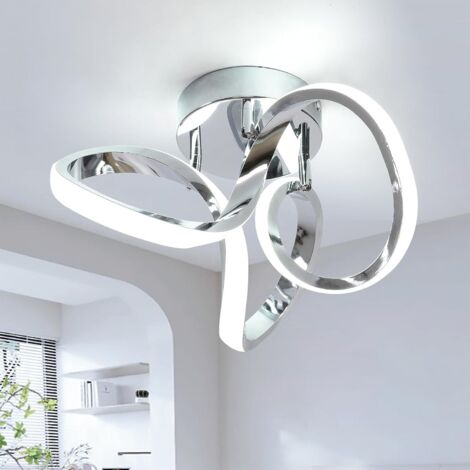 Ganeed LED Ceiling Light 30W, Modern Flush Mount Fixture, Simple Curved Design Chrome Finish, Cool White 6000K Energy-Efficient, for Living Room Bedroom Hallway (1/5)