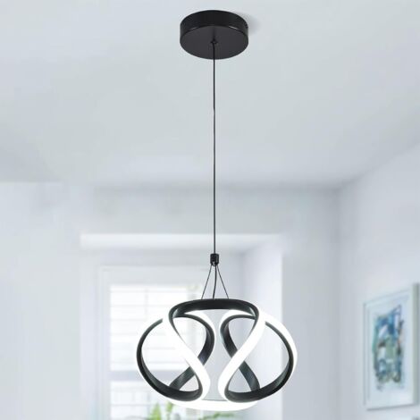 Ganeed 35W LED Chandelier Ceiling Light, Adjustable Hanging Cord, 6000K Cool White, Black Modern Pendant Lighting for Kitchen, Living Room, Bedroom, Dining Hall (1/5)